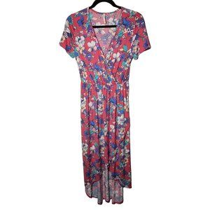 Lime n Chili Womens Faux Wrap Floral High Low Maxi Dress Size Small Boho Stretch